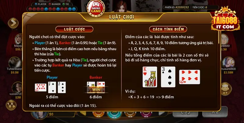 Go88 triển khai đầy đủ thể lệ chơi game bài baccarat