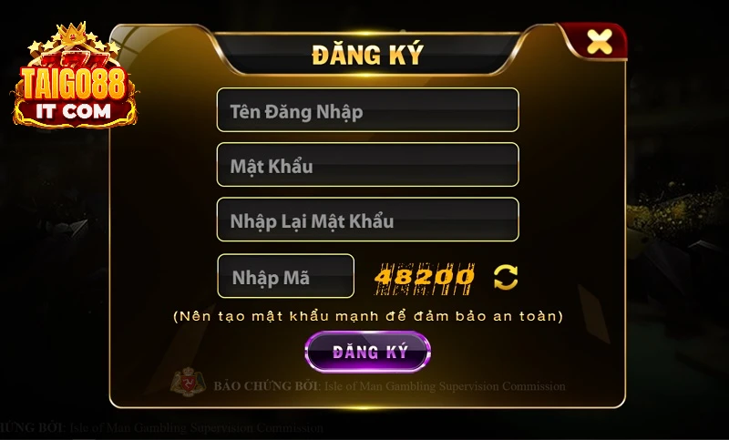 Biểu mẫu đăng ký tài khoản thành viên cổng game go88